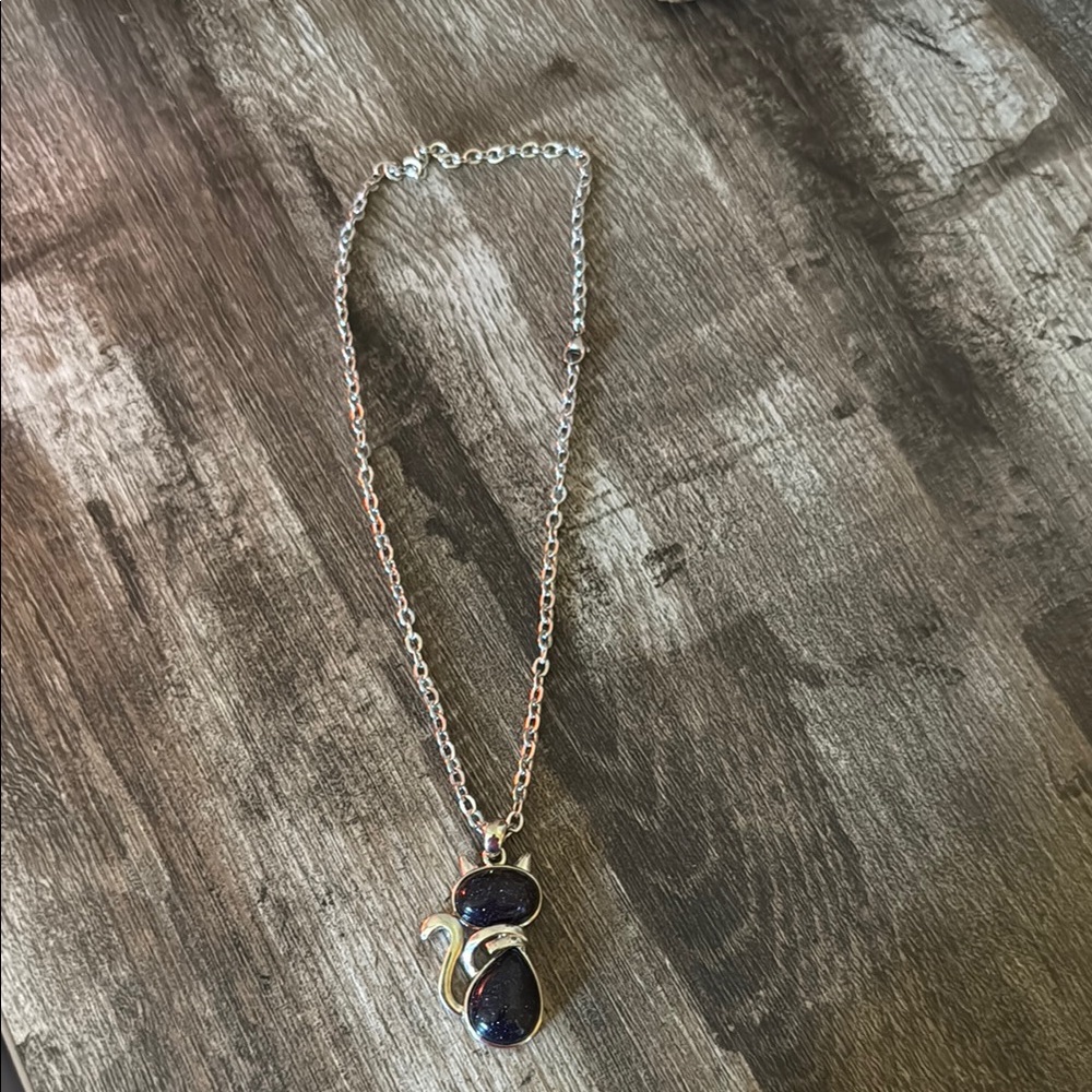 Silver Cat Pendant Necklace